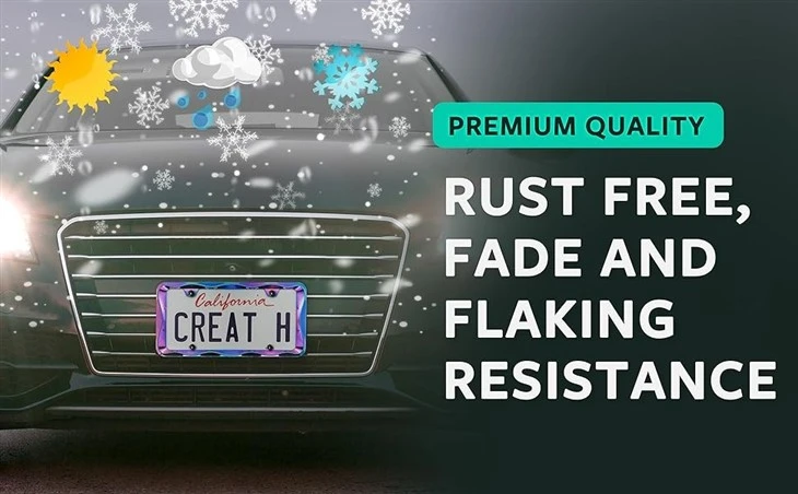 3D Curly Wave Pattern Chrome License Plate Frame From Pure Zinc Alloy Metal